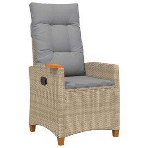 vidaXL Polohovacie kreslo s podnosom na čaj 62 x 64 x 112 cm polyratan