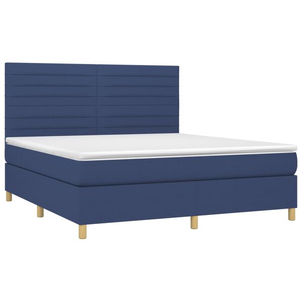 vidaXL Posteľn&yacute; r&aacute;m boxspring s matracom modr&yacute; 180x200 cm l&aacute;tka