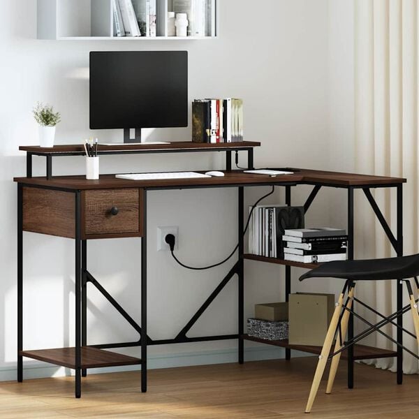 vidaXL St&ocirc;l so z&aacute;suvkou Hned&yacute; dub 120 x 79 x 86,5 cm Kompozitn&eacute; drevo