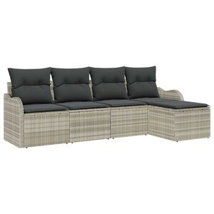 vidaXL S&uacute;prava z&aacute;hradn&yacute;ch pohoviek 5 pcs Svetlosiv&aacute; Poly ratan
