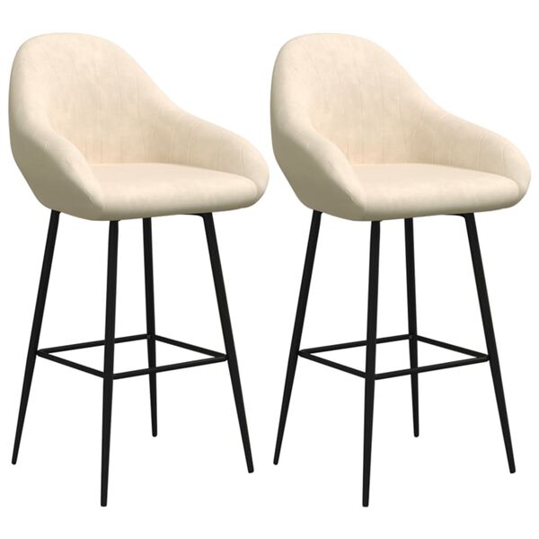 vidaXL Barové stoličky 2 ks krémové zamatové