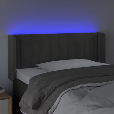 vidaXL Čelo postele s LED tmavosivé 103x16x78/88 cm zamat