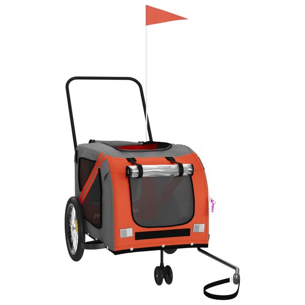 vidaXL Cyklovoz&iacute;k pre zvierat&aacute;, oranžovo siv&yacute;, oxfordsk&aacute; l&aacute;tka, železo