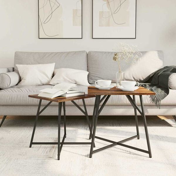 vidaXL Sada pr&iacute;ručn&yacute;ch stol&iacute;kov 2 pcs Uzen&yacute; dub a čierna