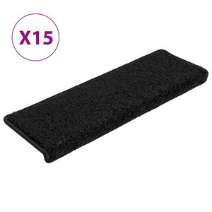 vidaXL Schodov&eacute; rohože 15 ks 65x21x4 cm čierne s obdĺžnikov&yacute;m okrajom