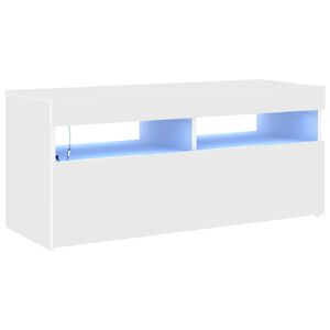 vidaXL TV skrinka s LED svetlami biela 90x35x40 cm