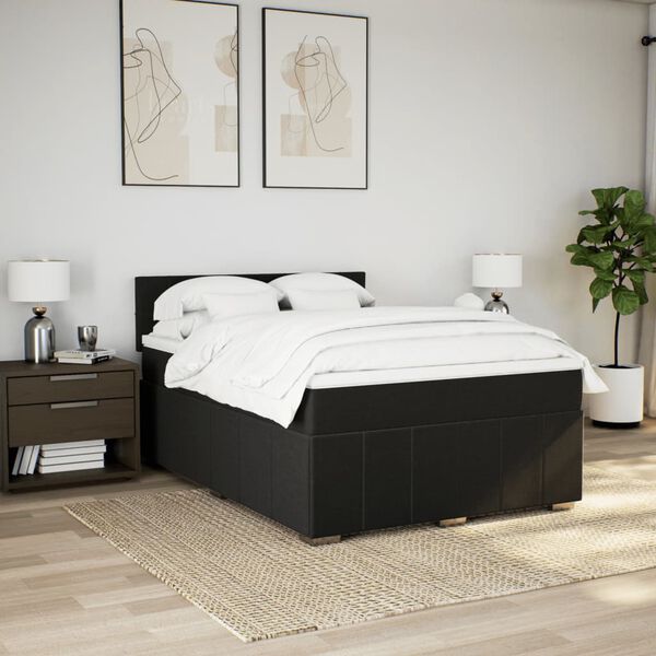 vidaXL Posteľn&yacute; r&aacute;m boxspring s matracom čierny 160x200 cm l&aacute;tka