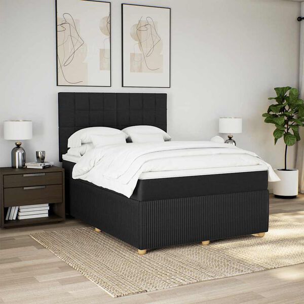 vidaXL Posteľn&yacute; r&aacute;m boxspring s matracom čierny 140x200 cm l&aacute;tka