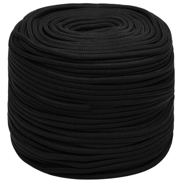 vidaXL Pracovné lano čierne 10 mm 25 m polyester