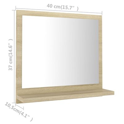 vidaXL Kúpeľňové zrkadlo, dub sonoma 40x10,5x37 cm, kompozitné drevo