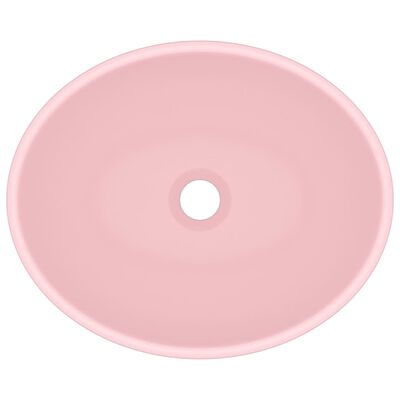 vidaXL Luxusné oválne umývadlo matné ružové 40x33 cm keramické