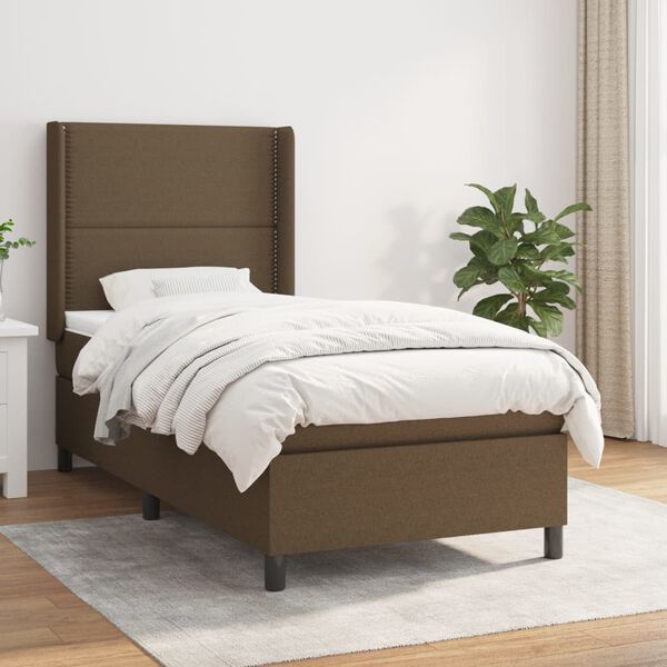 vidaXL Boxspring posteľ s matracom tmavohned&aacute; 100x200 cm l&aacute;tka