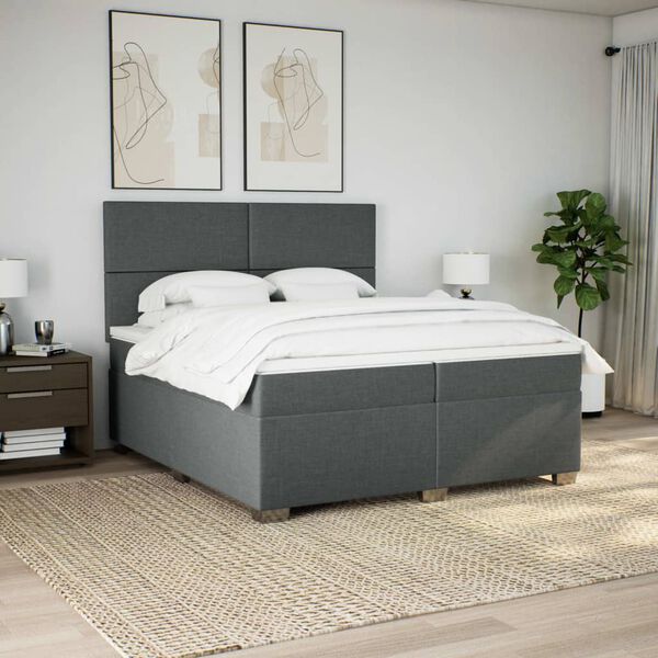 vidaXL Boxspring posteľ s matracom tmavosiv&aacute; 200x200 cm l&aacute;tka