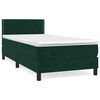 vidaXL Posteľn&yacute; r&aacute;m boxsping s matracom tmavozelen&yacute; 90x190 cm zamat