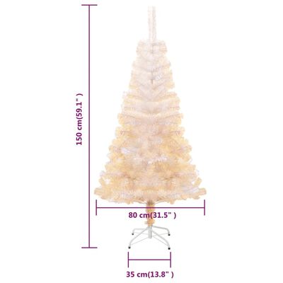vidaXL Umelý vianočný stromček s dúhovými vetvičkami biely 150cm PVC