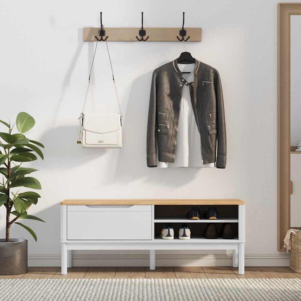 vidaXL Lavica do chodby so z&aacute;suvkou FLORO Biela 115 x 40 x 45 cm