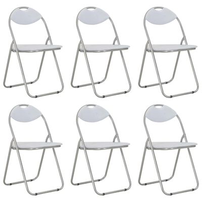 vidaXL Skladacie jedálenské stoličky 6 ks biele umelá koža