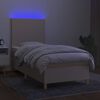 vidaXL Posteľ boxsping s matracom a LED krémová 100x200 cm látka