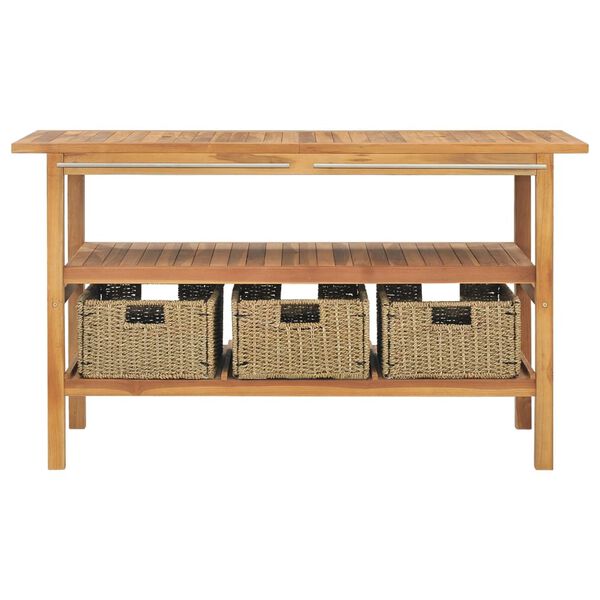 vidaXL Skrinka do kúpeľne s 3 košíkmi tíkový masív 132x45x75 cm