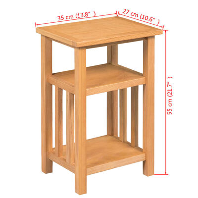 vidaXL Odkladací stolík s poličkou 27x35x55 cm, dubový masív