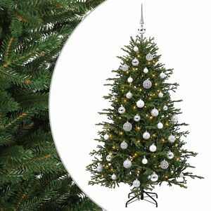 vidaXL Umel&yacute; vianočn&yacute; stromček s vianočn&yacute;mi guľami 120 cm 150 LED
