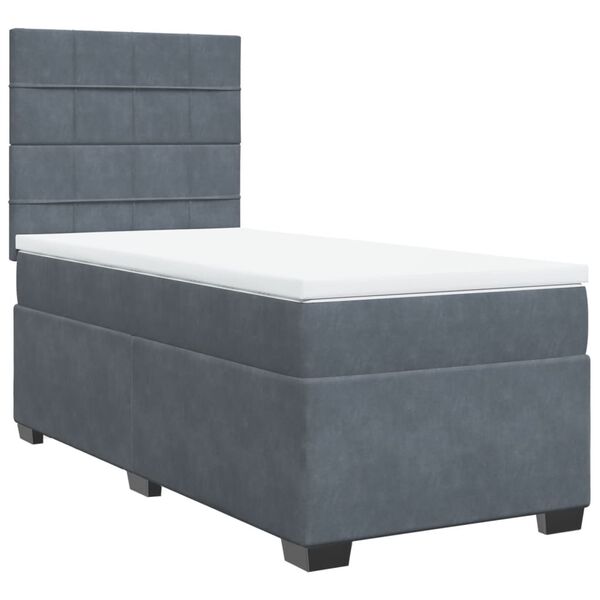 vidaXL Posteľný rám boxspring s matracom tmavosivý 100x200 cm zamat