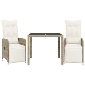 vidaXL 3-dielna z&aacute;hradn&aacute; bistro s&uacute;prava s vank&uacute;&scaron;mi hned&aacute; polyratanov&aacute;