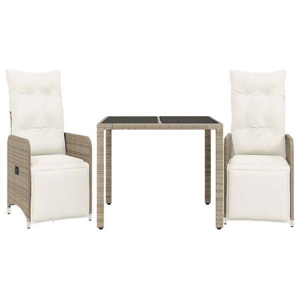 vidaXL 3-dielna z&aacute;hradn&aacute; bistro s&uacute;prava s vank&uacute;&scaron;mi hned&aacute; polyratanov&aacute;