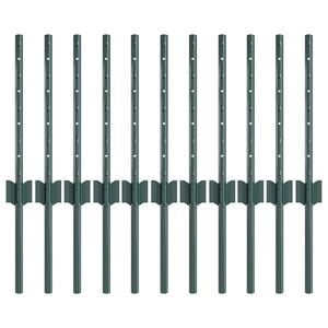 vidaXL Stĺp na plot. 11 pcs Zelená 80 cm Oceľ