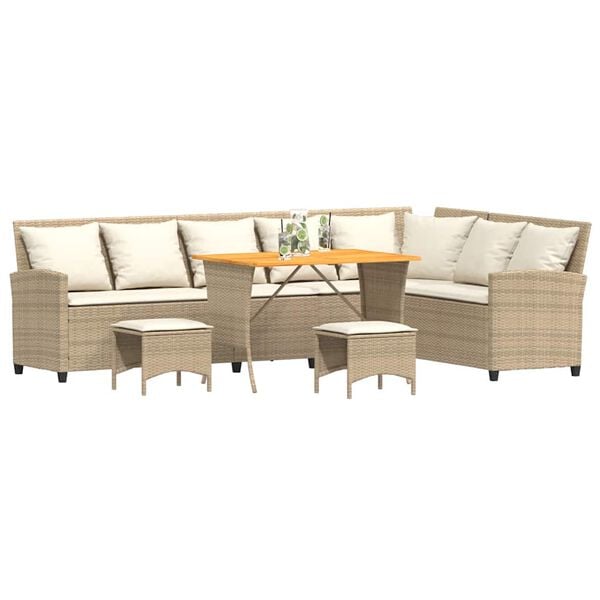 vidaXL 4-dielna z&aacute;hradn&aacute; s&uacute;prava pohoviek s vank&uacute;&scaron;mi b&eacute;žov&aacute; tvare L