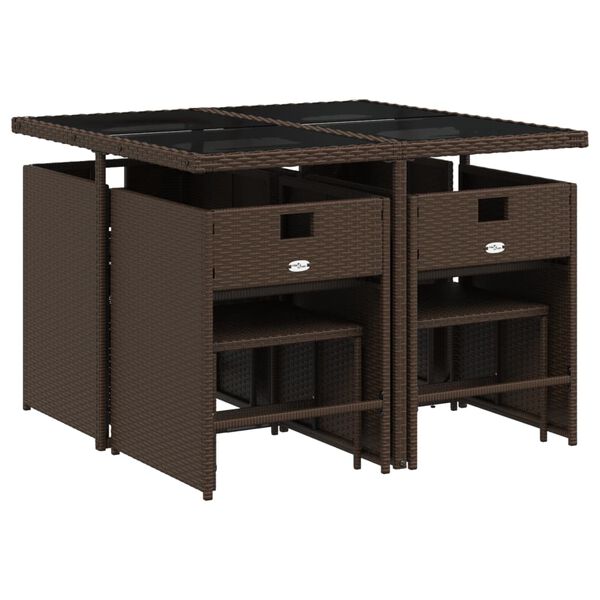 vidaXL 9-dielna z&aacute;hradn&aacute; jed&aacute;lensk&aacute; s&uacute;prava s vank&uacute;&scaron;mi hned&aacute; polyratan