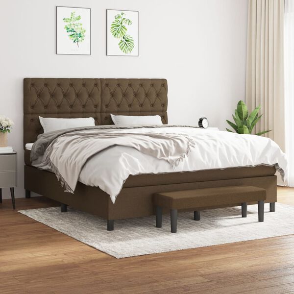 vidaXL Boxspring posteľ s matracom tmavohned&aacute; 160x200 cm l&aacute;tka