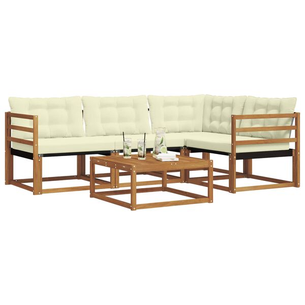 vidaXL Z&aacute;hradn&aacute; s&uacute;prava gaučov s vank&uacute;&scaron;om 5 pcs Pr&iacute;rodn&aacute; a kr&eacute;mov&aacute;