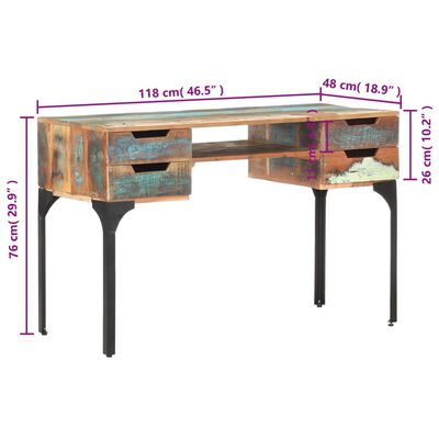 vidaXL Stôl 118x48x75 cm recyklovaný masív