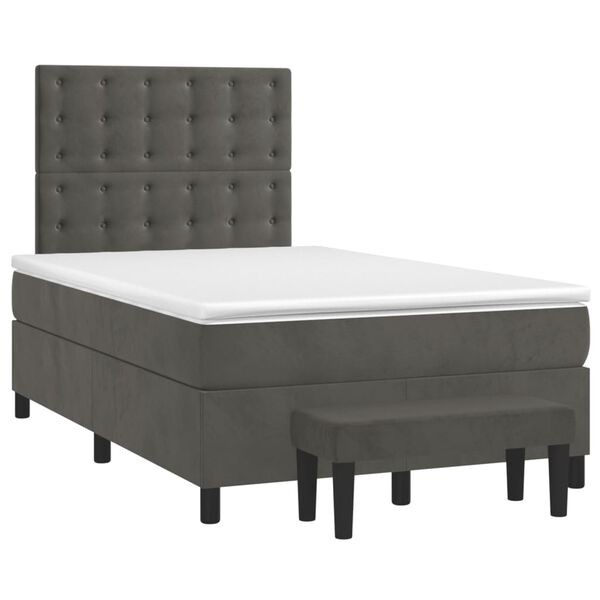 vidaXL Posteľn&yacute; r&aacute;m boxspring s matracom tmavosiv&yacute; 90x190 cm zamat