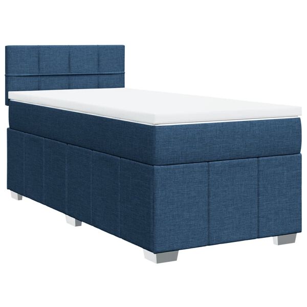 vidaXL Posteľn&yacute; r&aacute;m boxspring s matracom modr&yacute; 90x200 cm l&aacute;tka