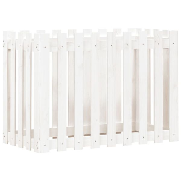 vidaXL Vyv&yacute;&scaron;en&yacute; z&aacute;hon s dizajnom plotu biely 100x50x70 cm mas.borovica