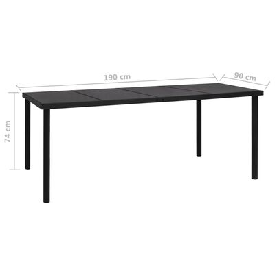 vidaXL Záhradný stôl 190x90x74 cm čierny oceľ