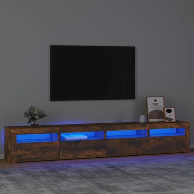 vidaXL TV skrinka s LED svetlami dymový dub 240x35x40 cm