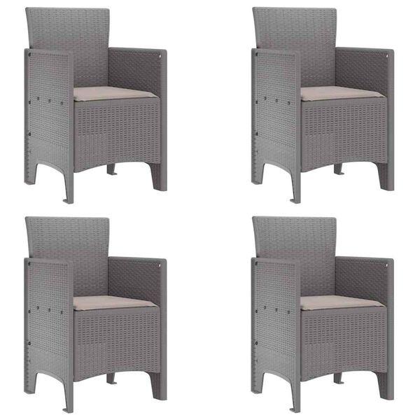 vidaXL Záhradná stolička 4 pcs Svetlosivá 53 x 49 x 85 cm PP