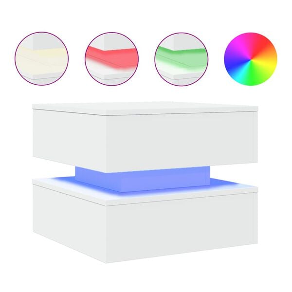 vidaXL Konferenčný stolík s kovovými nohami biely 50x50x40 cm