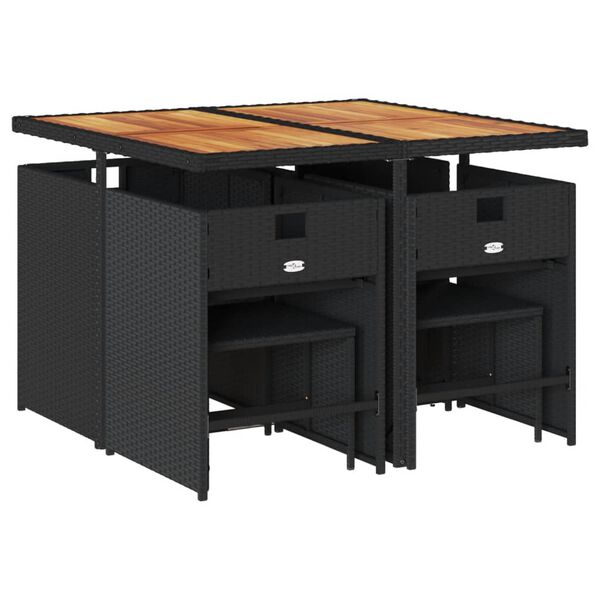 vidaXL 9-dielna z&aacute;hradn&aacute; jed&aacute;lensk&aacute; sada s vank&uacute;&scaron;mi čierna polyratan