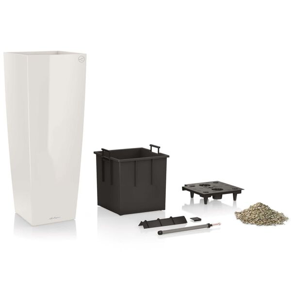 LECHUZA Kvetináč Cubico Alto 40 ALL-IN-ONE vysokolesklý biely 18230