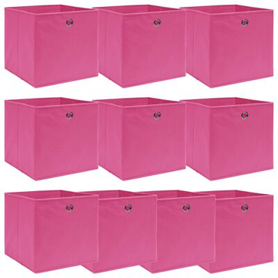 vidaXL Úložné boxy 10 ks, ružové 32x32x32 cm, látka