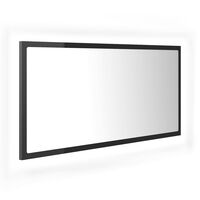 vidaXL LED kúpeľňové zrkadlo lesklé sivé 90x8,5x37 cm akryl