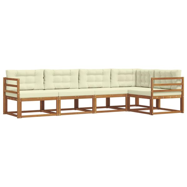 vidaXL Z&aacute;hradn&aacute; s&uacute;prava gaučov s vank&uacute;&scaron;om 5 pcs Pr&iacute;rodn&aacute; a kr&eacute;mov&aacute;