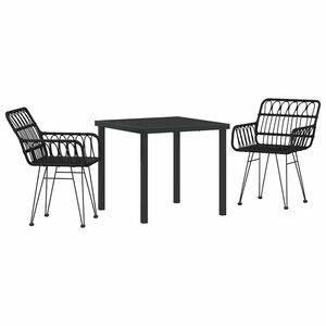 vidaXL Z&aacute;hradn&yacute; jed&aacute;lensk&yacute; set 3 pcs Čierna