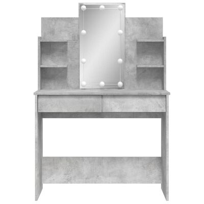 vidaXL Toaletný stolík s LED svetlami betónovo sivý 96x40x142 cm