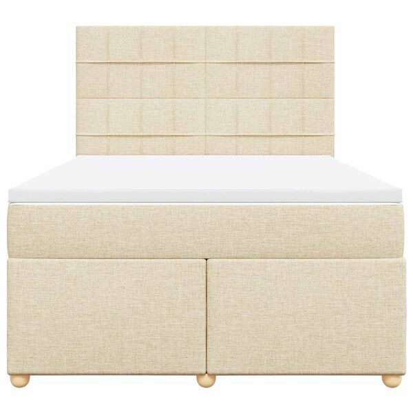 vidaXL Boxspring posteľ s matracom kr&eacute;mov&yacute; 140x190 cm l&aacute;tka