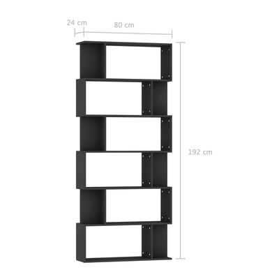 vidaXL Knižnica/deliaca stena, čierna 80x24x192 cm, kompozitné drevo